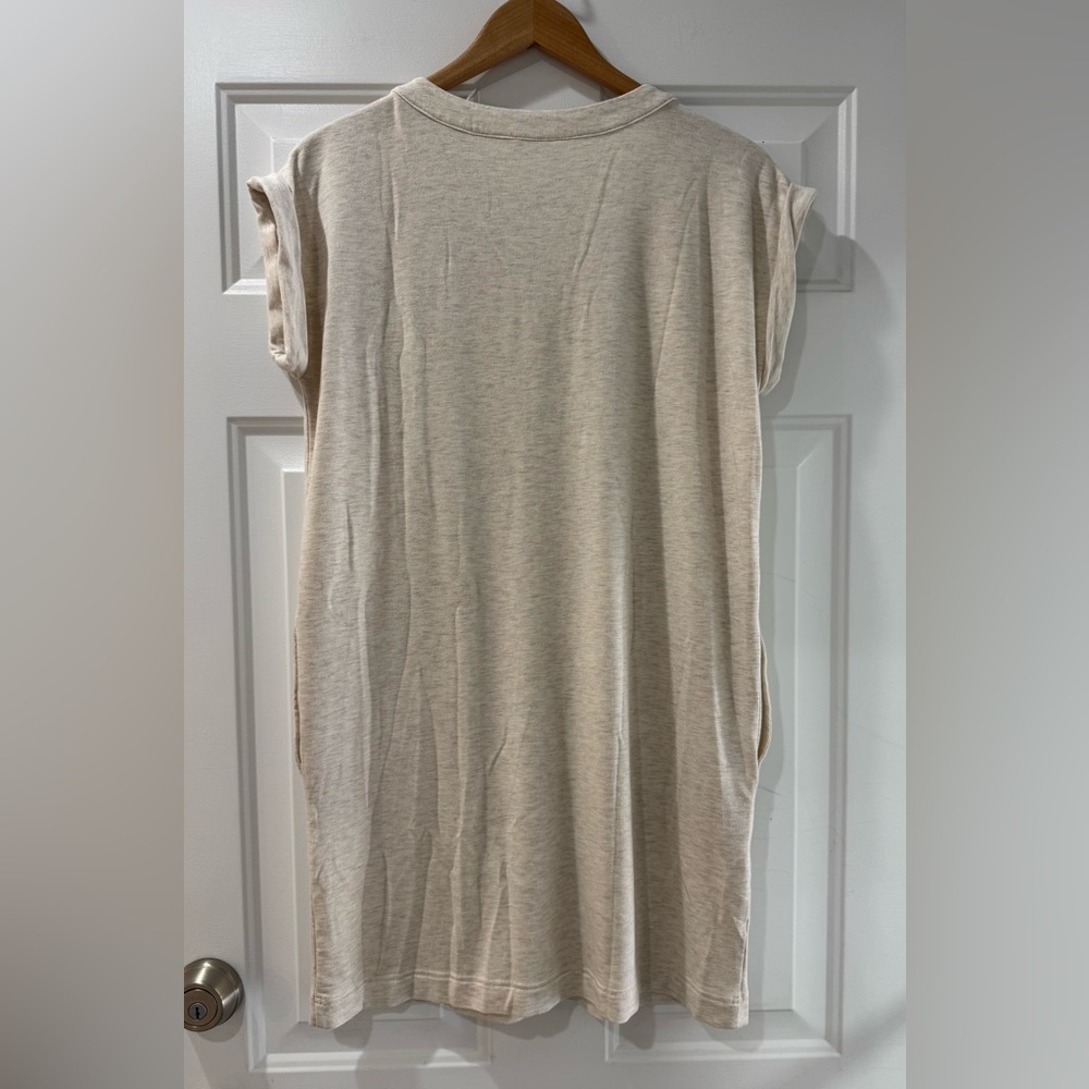 Lou & Grey Signaturesoft Split Neck Pocket Dress Women’s Sz M in Lt Oak Heather - Picture 5 of 12